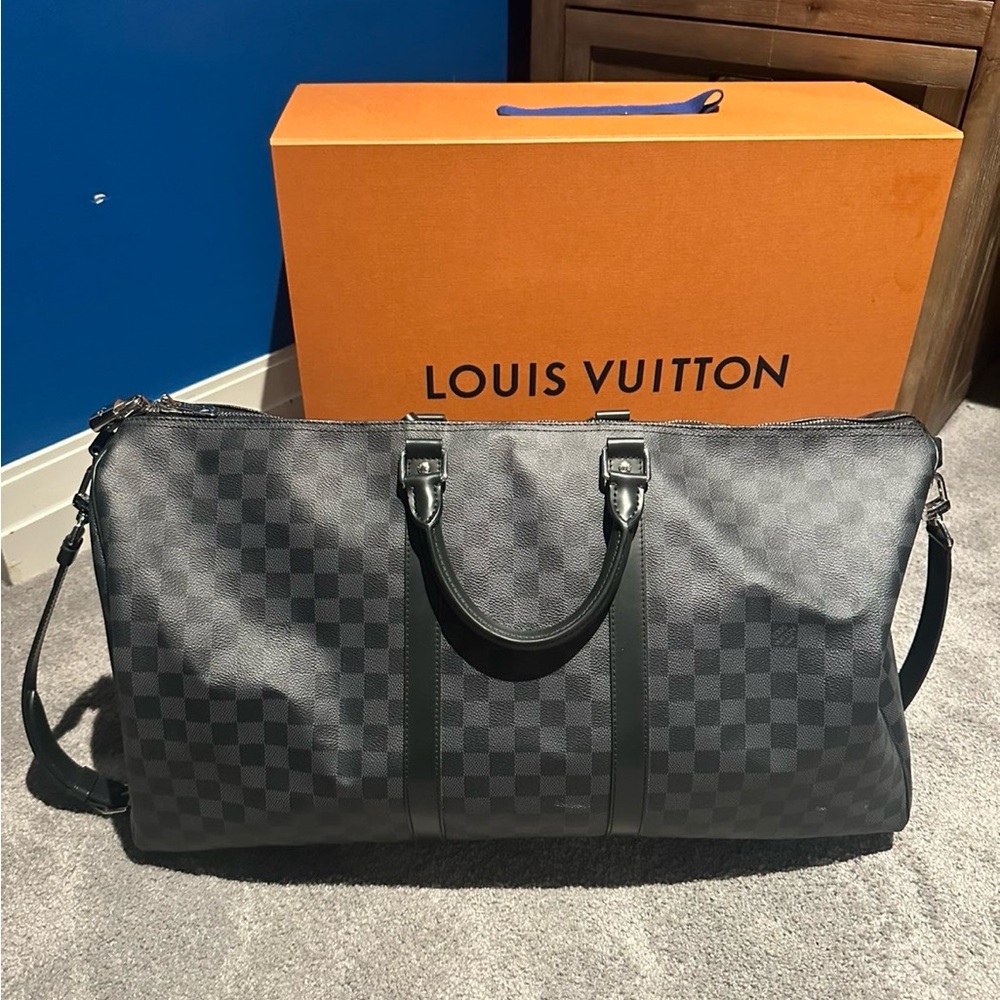 Louis Vuitton Graphite Checkered Duffel Bag